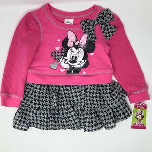 Disney Minnie Mouse Adorable Bow Ruffle Top Party Dressy‎ tutu girly Mickey Ears